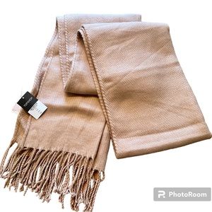 NWT Topshop Nude Beige Long Scarf/Shawl With Fringe 96" x 16" 100% Acrylic